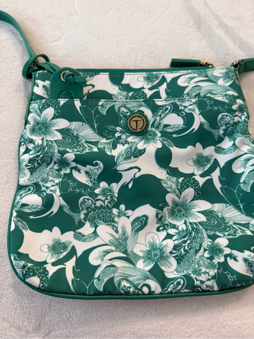 Talbots Green Floral Crossbody Bag - Women's Printed Shoulder Bag - Picture 2 of 9